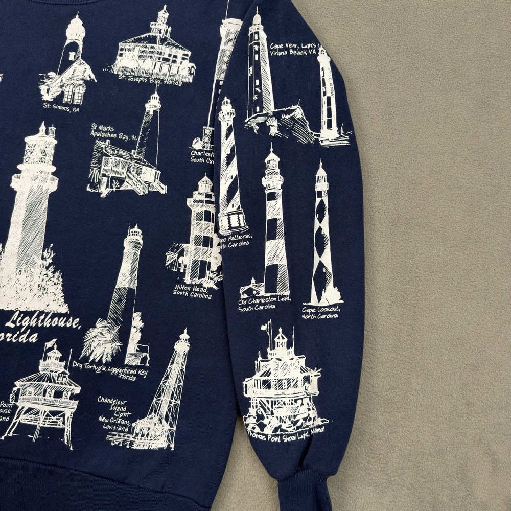 Vintage Michigan Rag Co Lighthouse Sweatshirt Size M All Over Print Crewneck USA - Picture 7 of 15